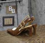 Michael Michael Kors Crocodile Print Darrington Sling Pumps Chestnut Brown 10M