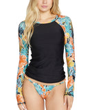 Volcom Womens Take It Easy Long Sleeve Rashguard O0322400 Multi Black M