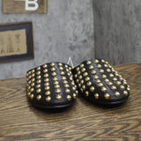 A New Day Womens Channing Studded Slip on Mule Flats Jet Black / Gold 7.5M