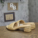 A New Day Fay Raffia Block Heel Slide Sandals 94834807 Natural Brown 9M