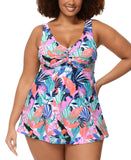 Raisins Curve Lucia Floral Knot-Front Swim Dress N840285 White / Multi 14W