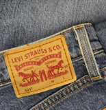 Levi's Womens Distressed 501 Button Fly Straight Leg Jeans Wash Blue 28x30