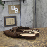A New Day Womens Twiggy Multi Buckle Mini Heel Flats 94303762 Brown 9.5M