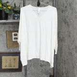 Wynne Layers Womens V-Neck Knit Boxy T-Shirt Top Tee 694608 Cloud White M