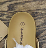 Bearpaw Criss Cross Raffia Crochet Embroidered Sandals Natural Tan Brown 8M