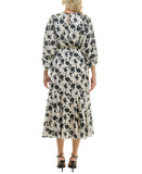 Taylor Womens Petite Floral-Print Ruffled-Hem Dress 4160P Ecru Black Multi 8P