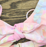Salt + Cove Sunset Palms Tie-Front Bikini Top SC251004ST Multi Pink M
