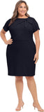 London Times Women's Plus Size Polished Sheath Dress T6600W Navy Blue 22W