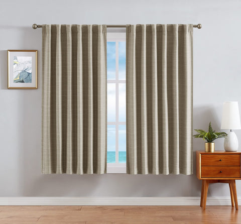 Nautica Robin Thermal Woven Window Curtain Panel Pair Natural Brown 52x63