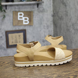 Bearpaw Orion Platform Slingback Sandals 1009137111 Natural Brown 10M