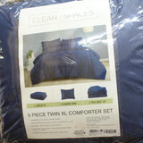 Clean Spaces 5-Piece Comforter Bedding Set Blue Twin XL