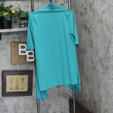 24seven Comfort Apparel Open Front Cardigan with Half Sleeve Loose Olive Green L