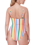Andie Classic Stripe Eco Nylon One Piece Swimsuit Rainbow Stripe Multicolor S