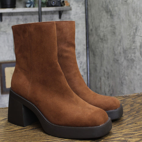 Sun + Stone Womens Tiannaa Faux Micro Suede Ankle Boots Russet Brown 9.5M