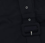 Petal And Pup Sienna Belted Buckle Pleated Collared V Neck Jumpsuit Black L