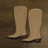DV Dolce Vita Womens Kit Western Knee High Cowboy Boot Faux Suede Stone Brown 8M