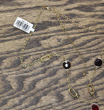 MCYS Fashion Open Link Bezel Set Long Station Necklace Gold / Red 30' + 3"