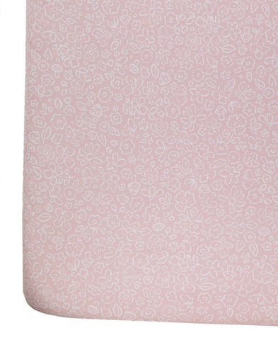 Living Textiles Baby Girls Flower Print Crib Sheet Pink / White Flower Crib