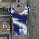 Ultra Flirt Juniors Knit Short-Sleeve Ballet Top Blue Multi XS