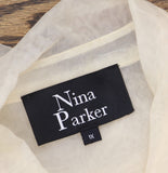 Nina Parker Sheer Button Up Long Sleeve Shirt Ivory Off White 1X