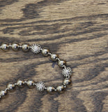 Daisy Fuentes Pearl Bead Rhinestone Necklace Earrings Set Silver Gray 17" + 4"