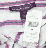 Gloria Vanderbilt Daisy Short Sleeve High-Low Button-Down Shirt Vintage White 3X