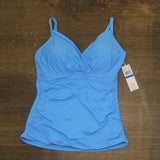 Anne Cole Twist Front Underwire Tankini Swim Top Arctic Blue 38DD / 40D