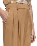 DKNY Womens High-Rise Side Pocket Sueded Canvas Pants UE5P8047 Whiskey Brown 8