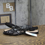 A New Day Womens London Lace Sling Back Bow Flats 94303524 Black 7.5M