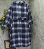 Ava & Viv Plaid Shawl Collar Button Down Heavy Winter Belted Coat Plaid Blue 2X
