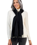 Style & Co. Womens Solid Patchwork Weave Fringe Scarf SC9542502 Black