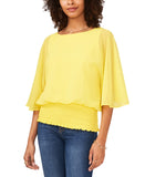 Sam & Jess Woven Smocked-Waist Top TA93052728J Mustard Yellow S