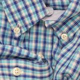 Chaps Mens Classic Fit Twill Dress Shirt Blue Plaid 18-18 1/2 34-35