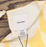 Calvin Klein Printed Chiffon Sleeveless Blouse Lemon Amber Yellow Multi XS