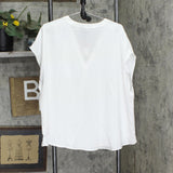 Banana Republic Womens Sleeveless Woven V-Neck Blouse Shirt Top White 2XL