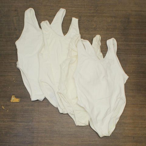 Unbranded Vintage 4-Pack USA Made Youth Girls Lined Romper Leotard White 6X