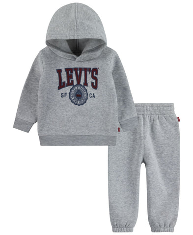 Levi's Little Boys 2-Piece Pullover Lounge Sweatpant Set Gray Heather XS (4)