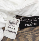 Bar III x Nicole Williams English Knit Cropped Long-Sleeve Top Bright White S