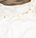 MICHAEL by  Michael Kors Womens Crepe Front-Ring Studded Bikini Swim Top White L