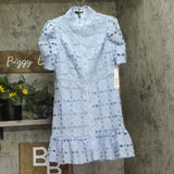 Aqua Womens Floral Lace Mock Neck Mini Dress IDM11073 Ice Blue L