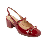 A New Day Square Toe Mary Jane Block Heel Slingback 94305217 Red 6M
