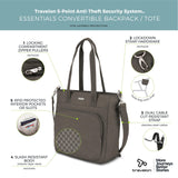 Travelon Anti-Theft Essentials Convertible Backpack / Tote Smoke Gray One Size