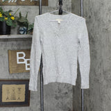 Banana Republic Rabbit Hair Blend V-Neck Sequin Long Sleeve Sweater Gray XS