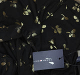 Tommy Hilfiger Printed Long Sleeve Ruched Waist Fit Flare Dress Black / Gold 8