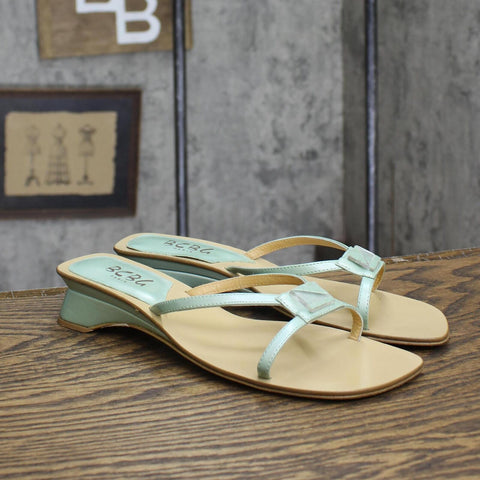 BCBG Womens Vintage Slip On Block Heel Sandals 1673c1546c6101 Mint Green 6B