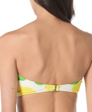 Kate Spade Tie-Front Bandeau Bikini Top S1B237 White Yellow Multi M