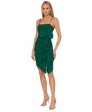 Adrianna By Adrianna Papell Knit Crepe Ruffled Mini Dress Dark Ivy Green 10