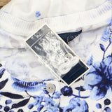 Karen Scott Womens Floral Cascade-Print Cardigan Sweater Blue Multi L