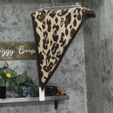 Steve Madden Womens Triangle Scarf Wool Blend Fuzzy Cozy Leopard Brown
