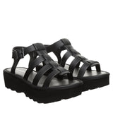 Bearpaw High Seas Strappy Platform Buckle Open Toe Sandals 1009136657 Black 10M